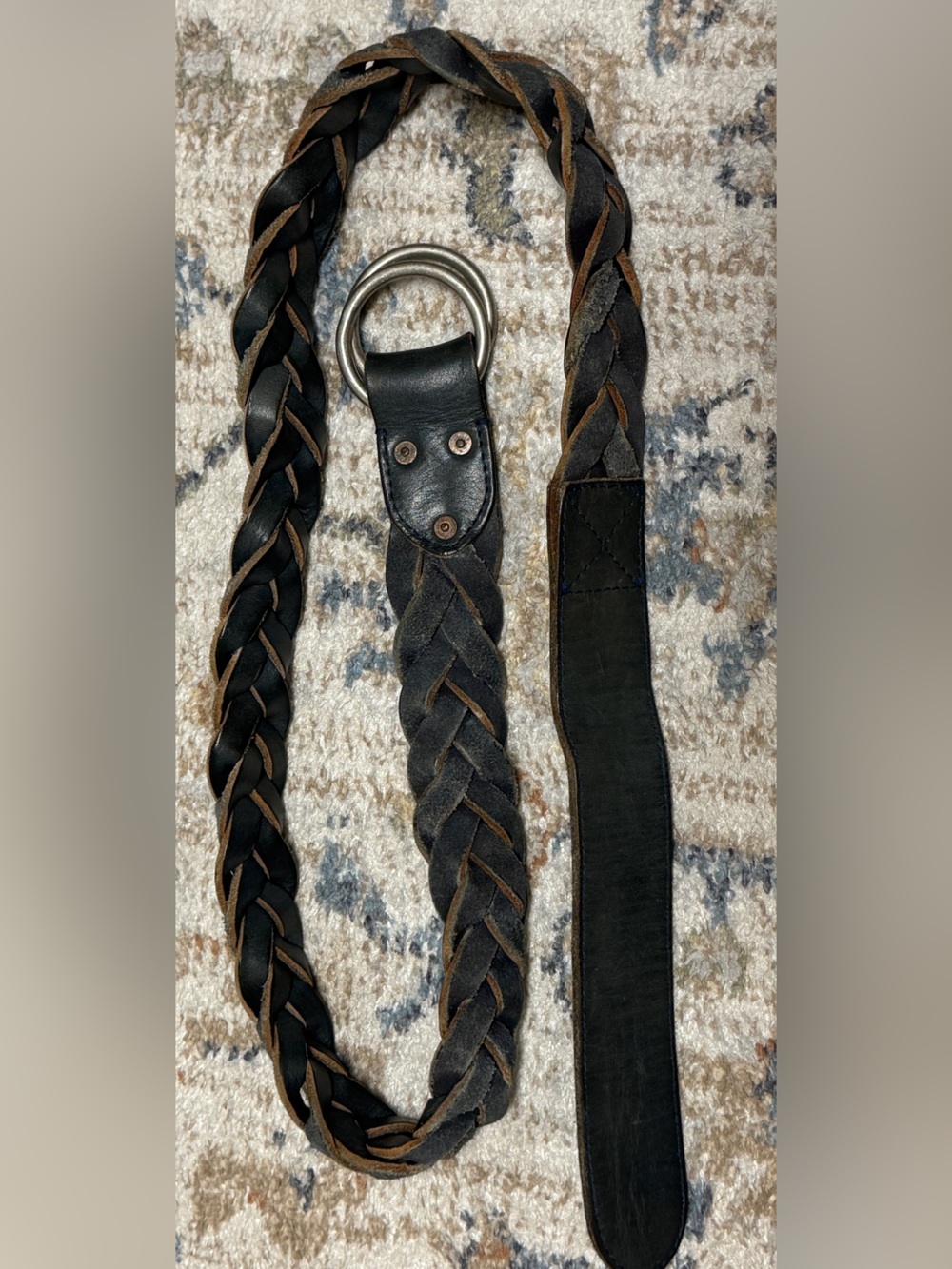 Double RL Braided Leather O-Ring Belt indigo blue | size 36